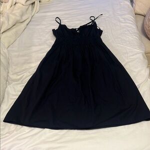 Navy Cotton Spaghetti Strap Dress